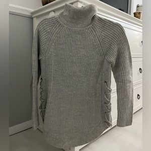 Dynamite Grey Turtleneck Sweater with Ties on the Side